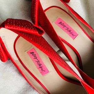 NEW Red Satin Betsy Johnson Carolina Heels